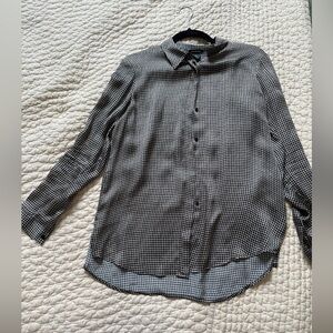 Club Monaco checkered 100% silk Button Down Shirt